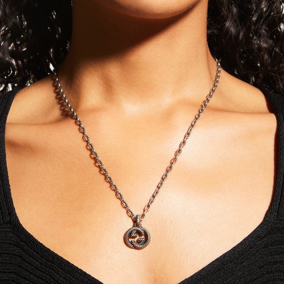 GUCCI Interlocking G Pendant Necklace in Aged Sterling Silver